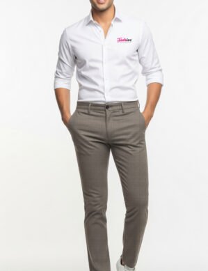 Fashive Cotton Dark Gray Trouser with Textured Pattern